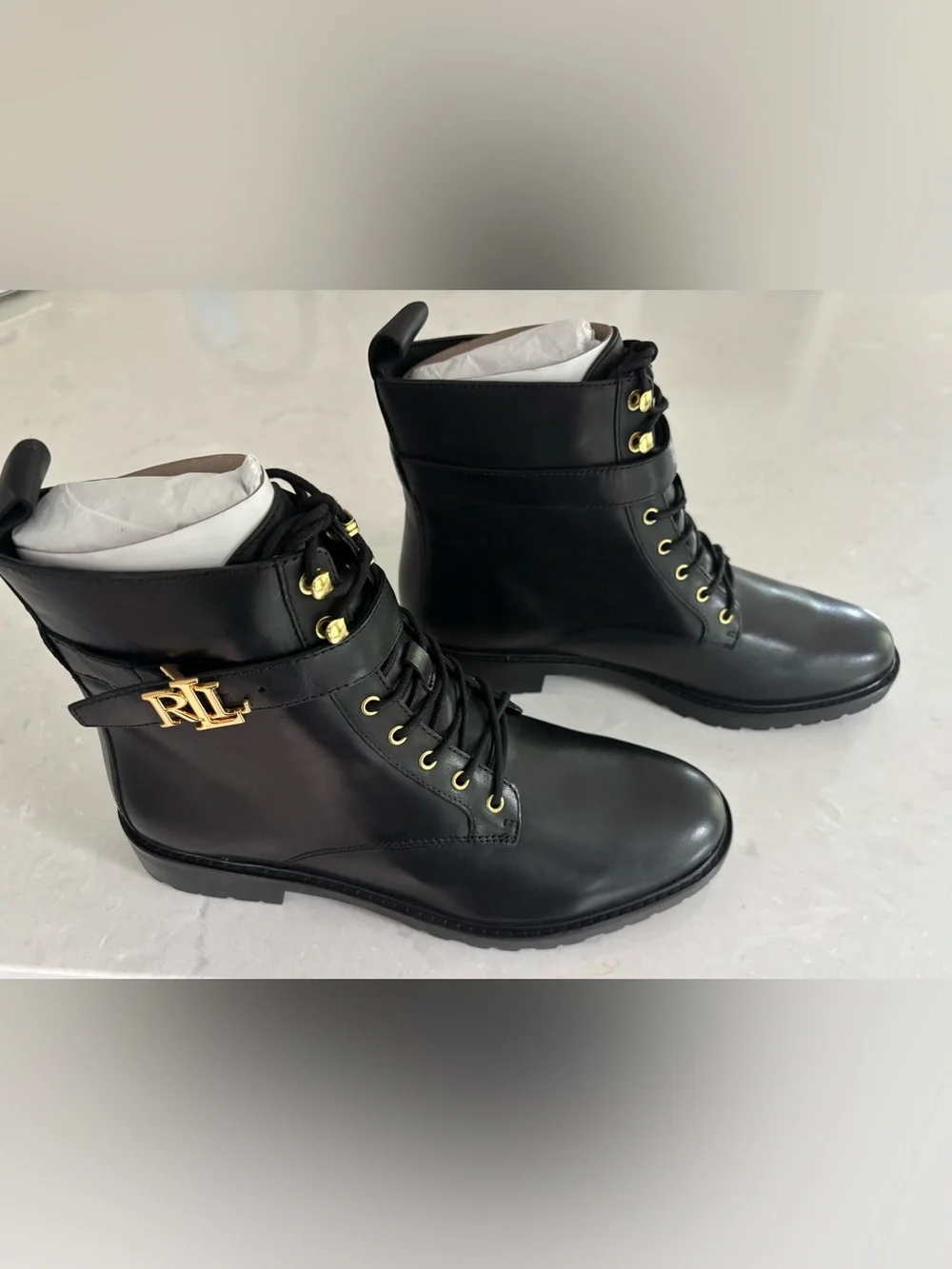 Ralph Lauren Elridge Black Boots, Size 10 - Picture 1 of 8